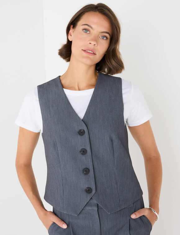 Gilet sans manches, uni (gris chiné) Gilet sans manches, uni (gris chiné)
